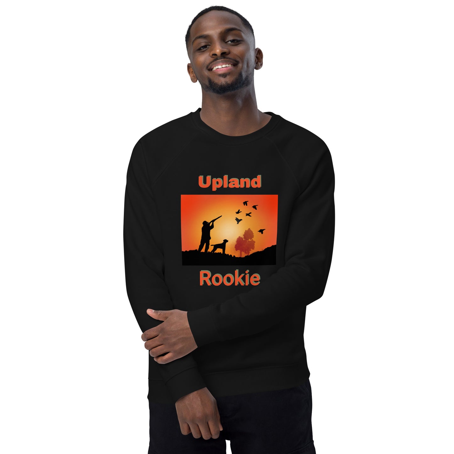 Unisex Organic Raglan Man & Dog Silhouette at Sunset Sweatshirt