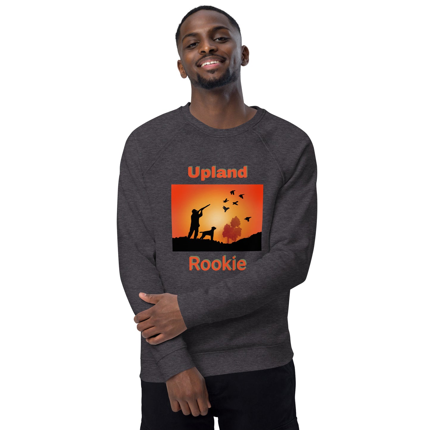 Unisex Organic Raglan Man & Dog Silhouette at Sunset Sweatshirt