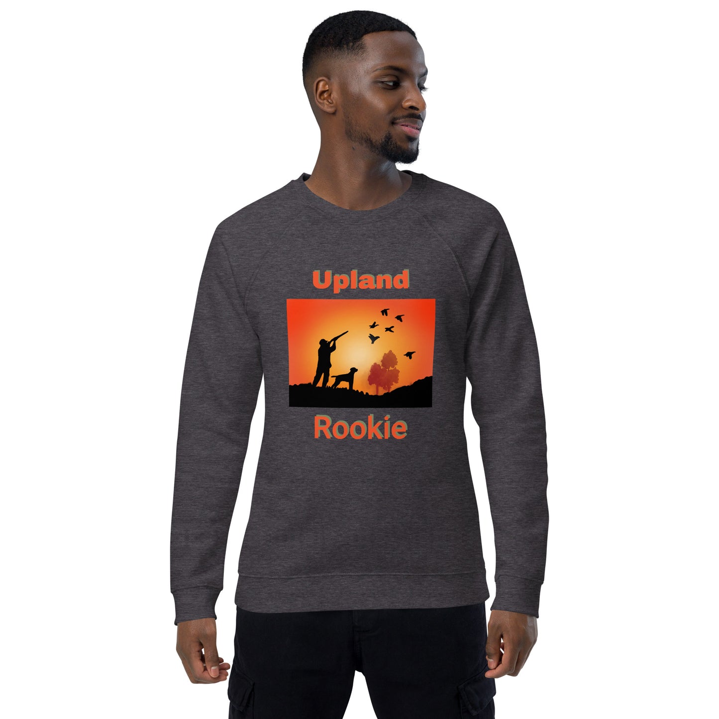 Unisex Organic Raglan Man & Dog Silhouette at Sunset Sweatshirt