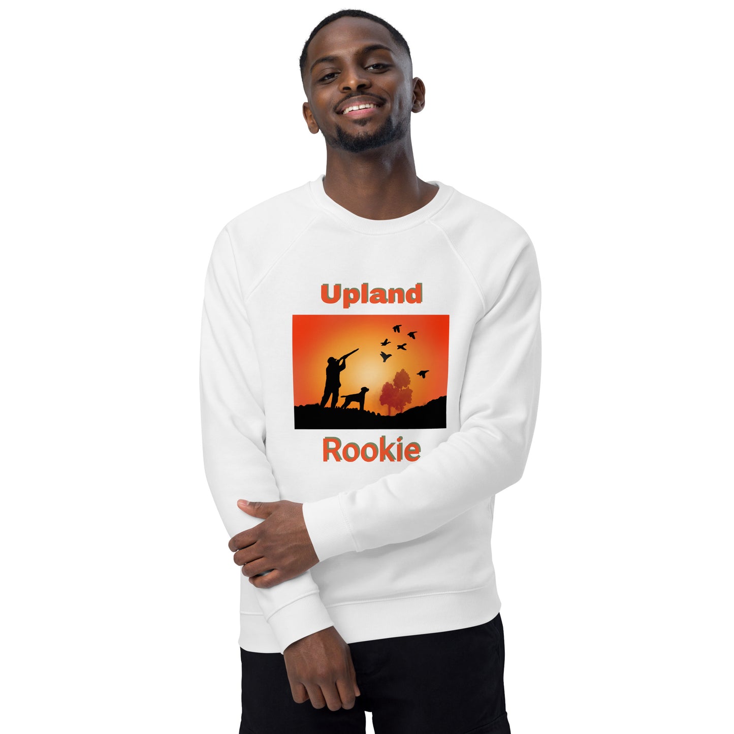 Unisex Organic Raglan Man & Dog Silhouette at Sunset Sweatshirt