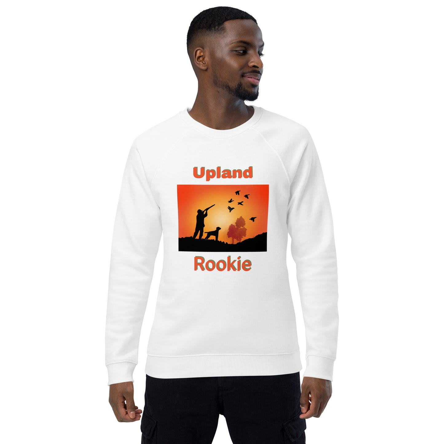 Unisex Organic Raglan Man & Dog Silhouette at Sunset Sweatshirt